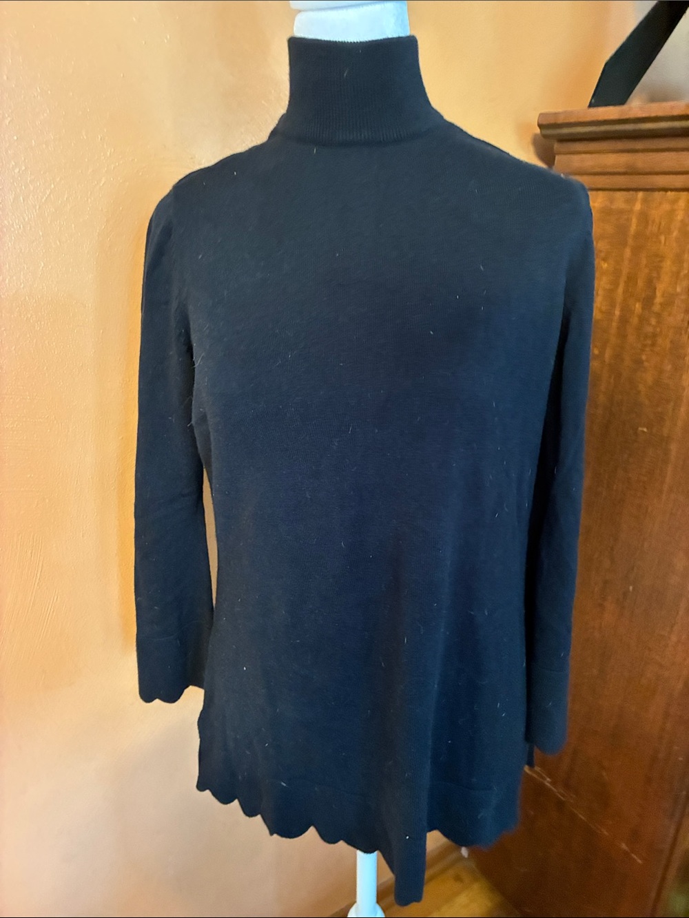 Isaac Mizrahi Live! Black Ribbed Mock Turtleneck Sweater